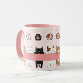 Tiernos gatitos en fondo rosa con flores tasse (Vorderseite Links)