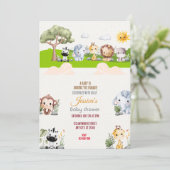 Tierparade Babydusche Einladung (Stehend Vorderseite)