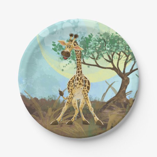 Tierparade Giraffe Pappteller (Vorderseite)