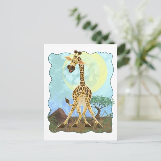 Tierparade Giraffe Postkarte (Stehend Vorderseite)