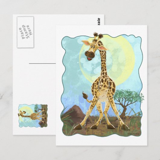 Tierparade Giraffe Postkarte (Vorne/Hinten)