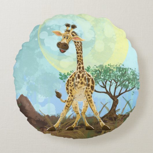 Tierparade Giraffe Rundes Kissen (Vorderseite)