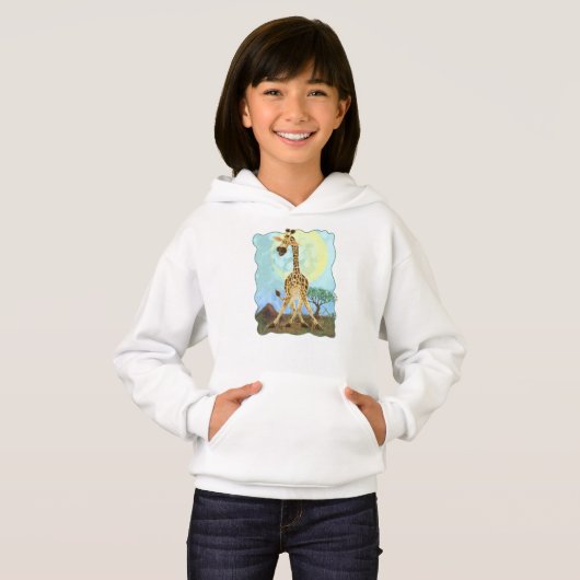 Tierparade Giraffenköpfe und Schwänze Hoodie (Vorne ganz)