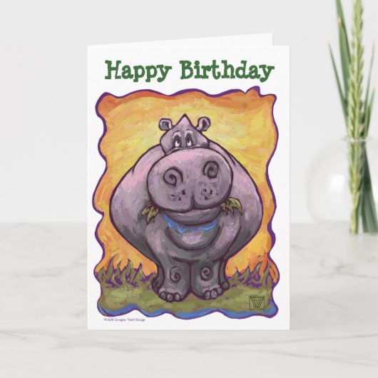 Tierparade Hippopotamus Happy Birthday Card Karte (Vorderseite)