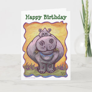 Tierparade Hippopotamus Happy Birthday Card Karte