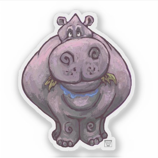 Tierparade Hippopotamus-Silhouette Aufkleber (Vorderseite)