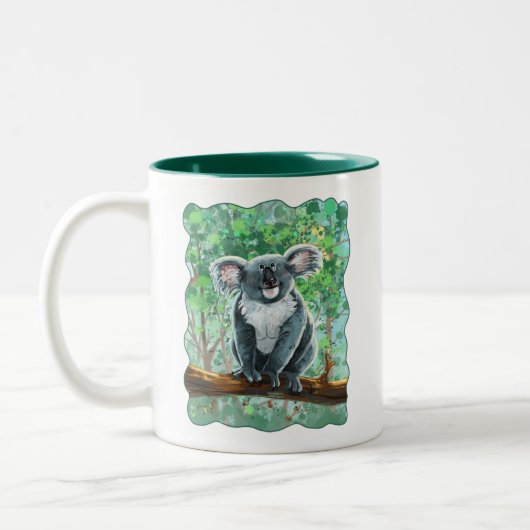 Tierparade Koala Bärenköpfe und Schwänze Zweifarbige Tasse (Links)