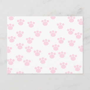 Tierpaw-Druck. Helles rosa und weiße Muster. Postkarte