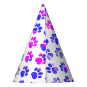 Tierpaw-Silhouette Blau Pink Pawty Paper Blau Partyhütchen (Rückseite)