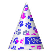 Tierpaw-Silhouette Blau Pink Pawty Paper Blau Partyhütchen (Links)