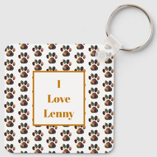 Tierpaw-Silhouette Halloween Orange White Schlüsselanhänger (Rückseite)