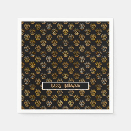 Tierpaw-Silhouette Halloween Pawty Black Serviette (Vorderseite)