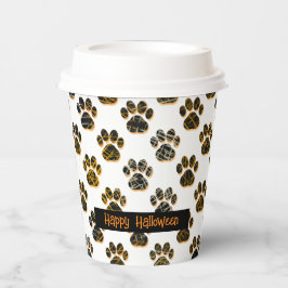 Tierpaw-Silhouette Pets Happy Halloween White Pappbecher