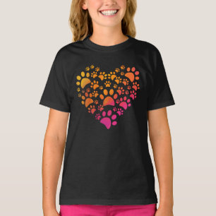 Tierpfade Herzdesign für Hundefreunde T-Shirt