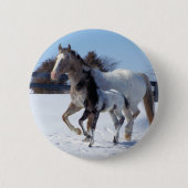 Tierpferde Winterschnee Liebe Destination Button (Vorderseite)