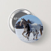 Tierpferde Winterschnee Liebe Destination Button (Vorne & Hinten)