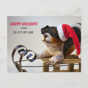 Tierpflege Business Hund auf Schlittenweihnachtsge Postkarte