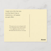 Tierpflege - Danke für die Aquarellkatze Postkarte (Rückseite)