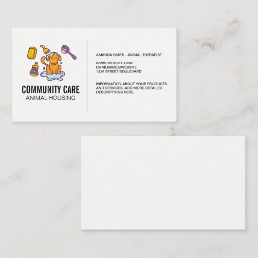 Tierpflege | Hund in Seifenwasser Visitenkarte (Vorne/Hinten)