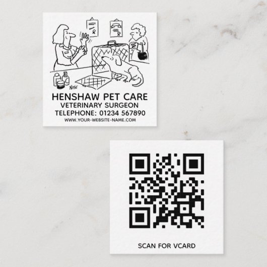 Tierpflege Quadratische Visitenkarte (Vorne/Hinten)