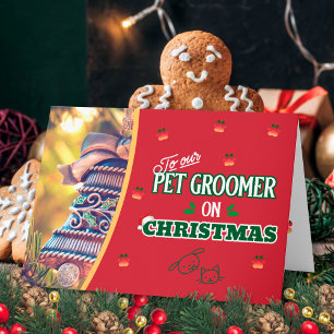Tierpfleger an Weihnachten Pfoten Katze und Hund F Karte