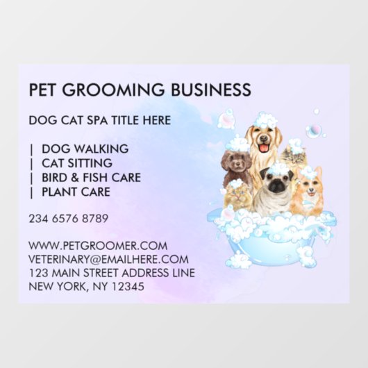 Tierpfleger sitzender Hund Katze Spa groß Fensteraufkleber (Blatt)
