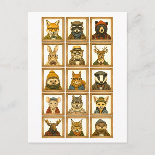Tierporträt-Collage Postkarte (Vorderseite)