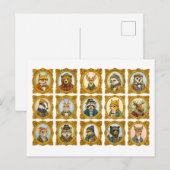 Tierporträt-Collage Postkarte (Vorne/Hinten)