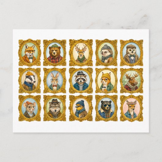 Tierporträt-Collage Postkarte (Vorderseite)