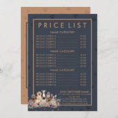 Tierpreisliste für Tierärzte von Navy Brown PetSit Menükarte (Vorne/Hinten)