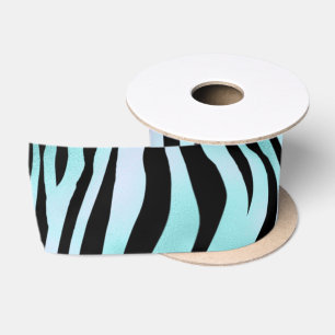 Tierprint hellblau Zebrafell Türkis Satinband