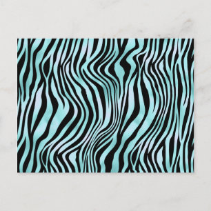 Tierprint Hellblaues Zebrafell Türkis Postkarte