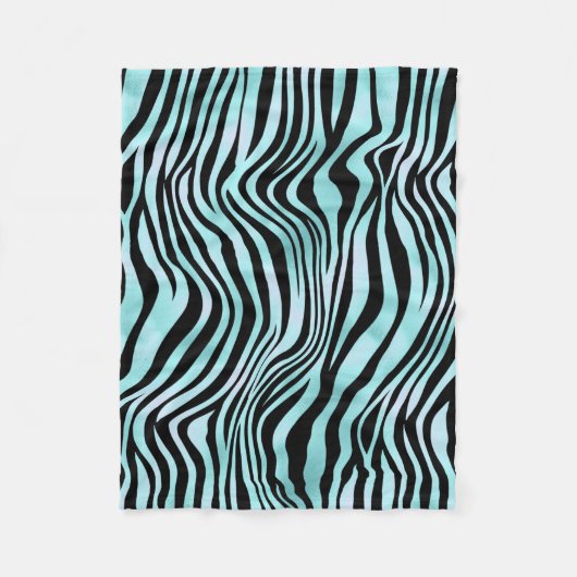 Tierprint-Muster Hellblaues Zebrafell Türkis Fleecedecke (Vorderseite)