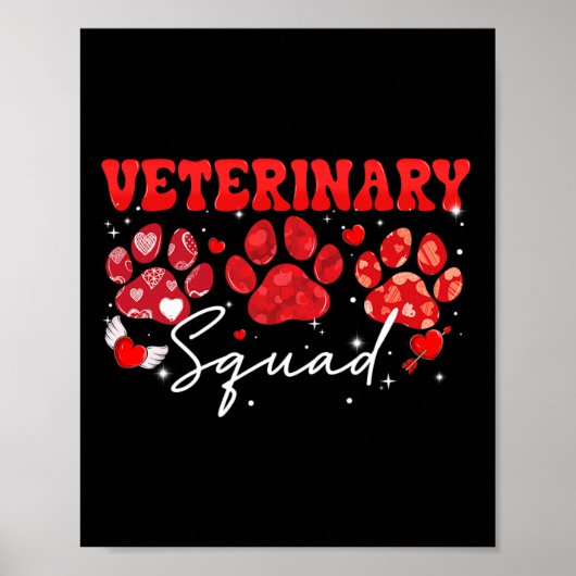 Tierquad Fun Dog Paw Vet Tech Valentines D Poster (Vorne)