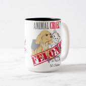 Tierquälerei ist ein Felony Zweifarbige Tasse (VorderseiteRechts)