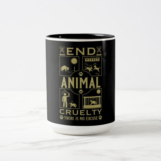 Tierquälerei Zweifarbige Tasse (Mittel)