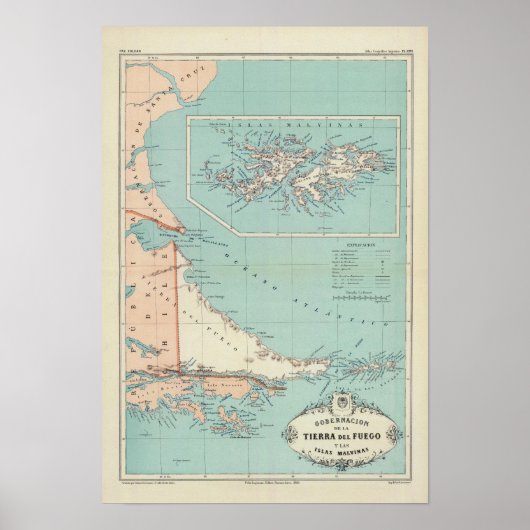 Tierra del Fuego, Islas Malvinas, Argentinien Poster (Vorne)