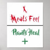Tierrechte "Meats Feel Pflanze Heel" Plakat (Vorne)