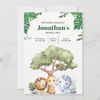 Tierreich Eine Minimalistische Geburtstagsfeier! Einladung