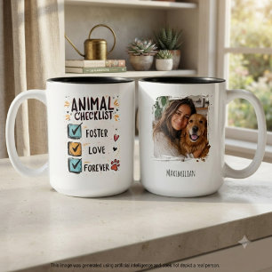 Tierrettungspflege-Tier-Checkliste Zweifarbige Tasse