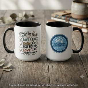 Tierrettungsplan-Checkliste und Logo Tasse