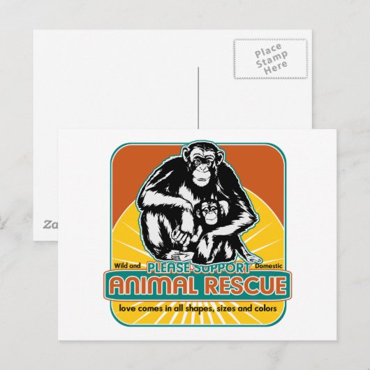 Tierrettungsschimpanse Postkarte (Vorne/Hinten)