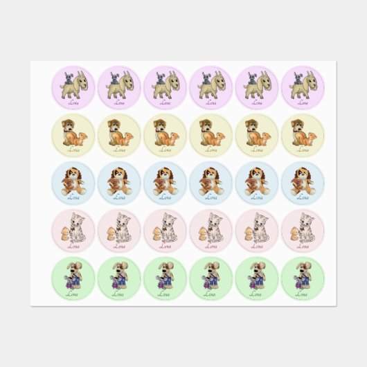 Tierrisches Doppel Etiketten (Blatt)