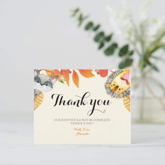 Tierrustikal Danke Karte (Stehend Vorderseite)