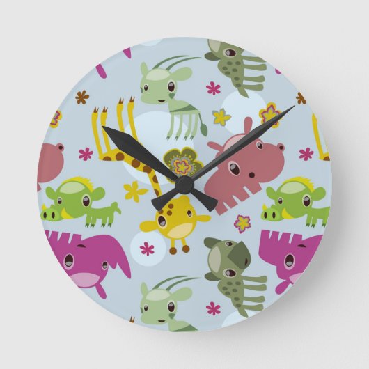Tiersafarimuster Runde Wanduhr (Vorderseite)