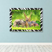 Tiersammlung Animierte Grüne Mauer Kunst Leinwanddruck (Insitu (Holzboden))