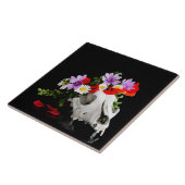 Tierschädel mit einem Kranz wild lebender Blume Fliese (Seite)