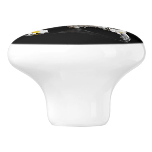 Tierschädel mit einem Kranz wild lebender Blume Keramikknauf (Seitenansicht)