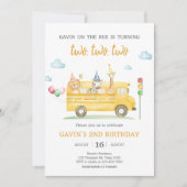 Tierschulbus Geburtstagsparty Einladung (Vorderseite)