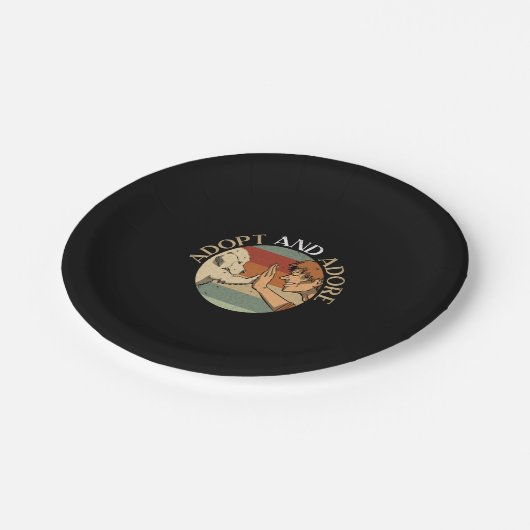 Tierschutz adoptiert und beachtet pappteller (Schrägansicht)